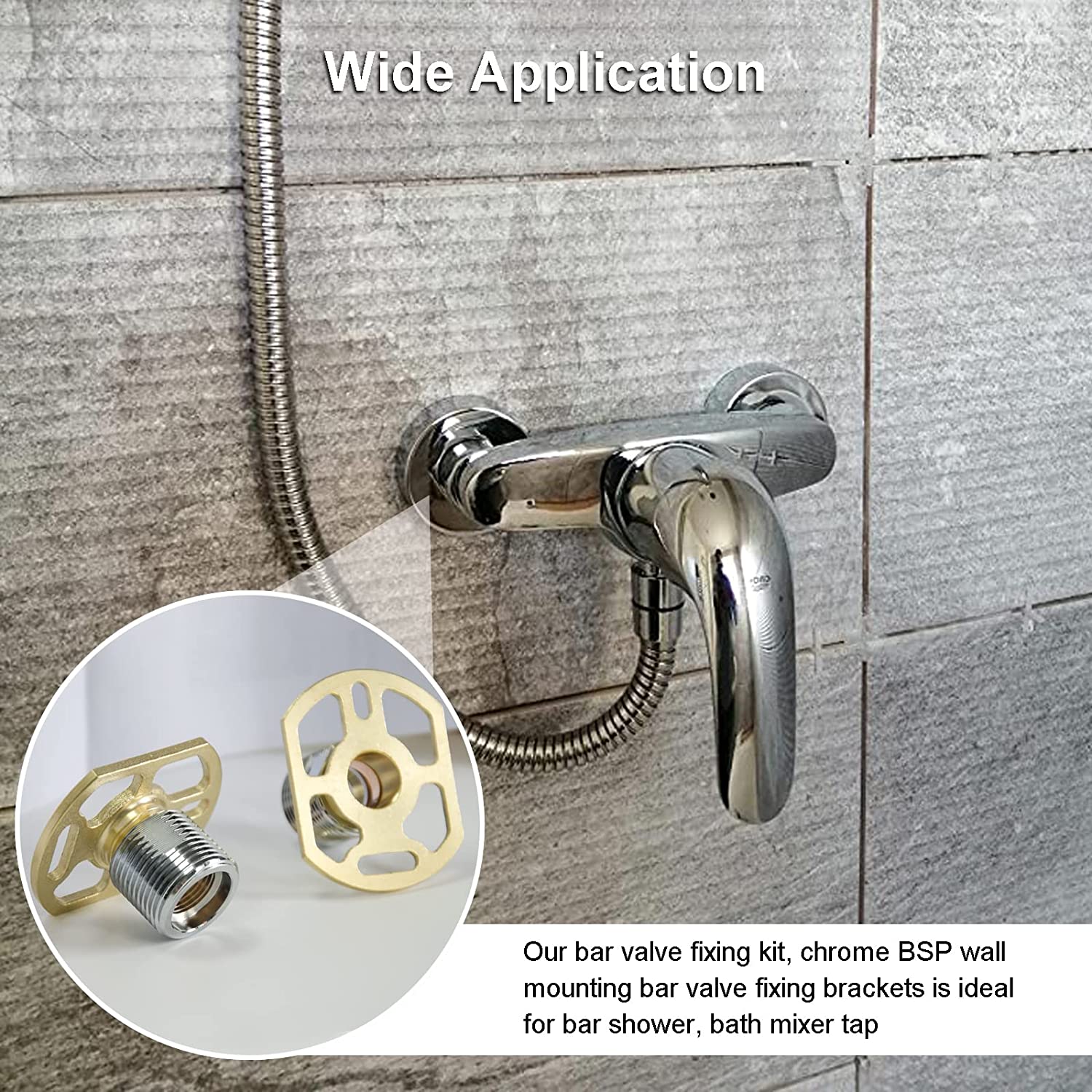 Easy Fit Kit for Bar Shower Valves Pair of Brass Wall Fixing Brackets