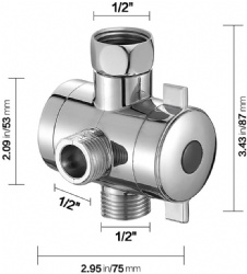 Shower Arm G 1/2 3-Way T-adapter,