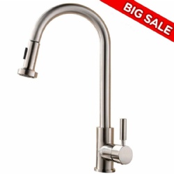 Project Source Brushed Nickel Mixer 1-handle Deck Mount Pull-down Kitchen Faucet