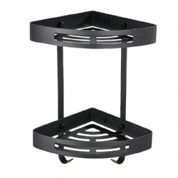 Matt Black Bathroom Accessories 304 Stainless Steel Bathroom Shelves with Two Layers